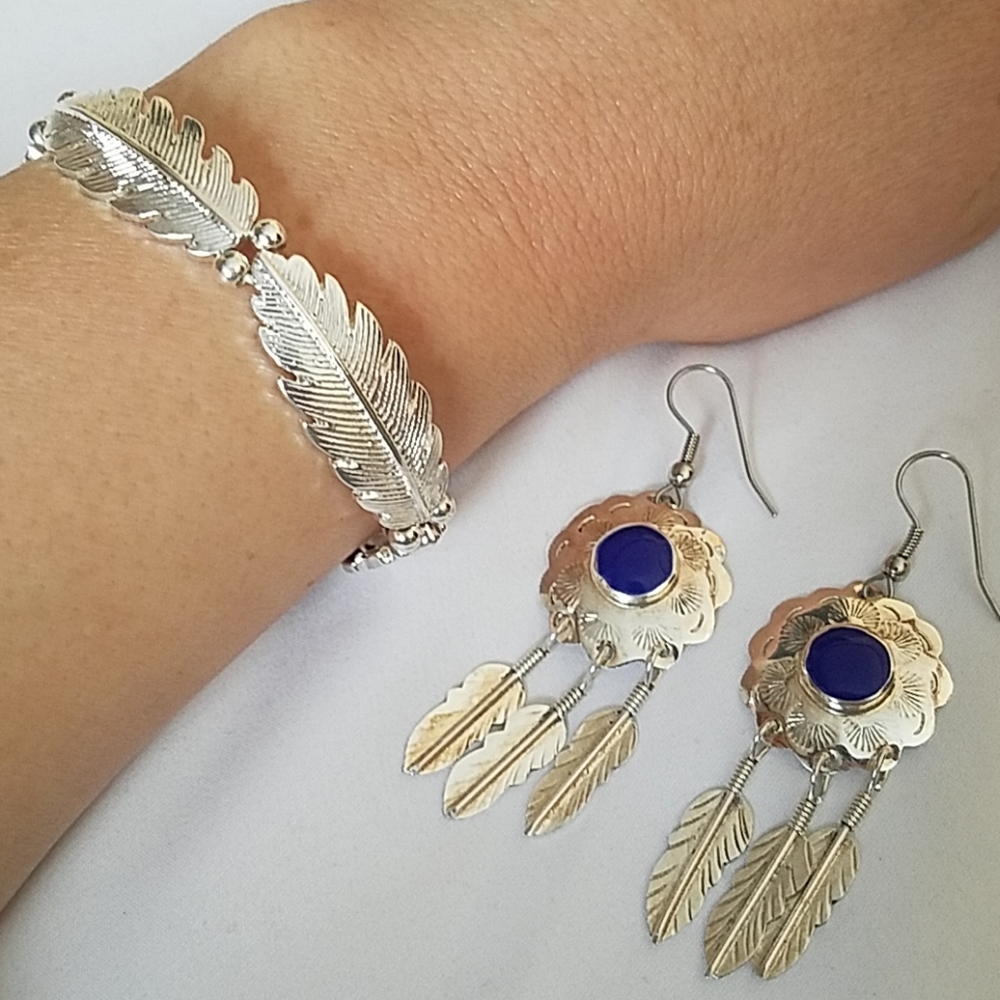 Lapis Feather Earrings